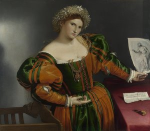 Porträtt av en kvinna (Lucretia). Omkring 1530-32 av Lorenzo Lotto