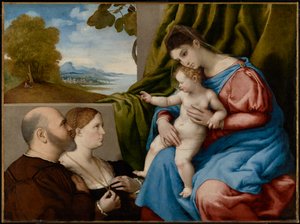 Madonna med barn och två donatorer av Lorenzo Lotto