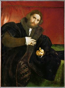 Man med gyllene djurklor (olja på duk) av Lorenzo Lotto