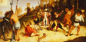 Martyrdom of St Stephen, division av Martinengo altartavla av Lorenzo Lotto (1480 ca 1556), olja på panel, 51x97 cm, ca 1516 av Lorenzo Lotto