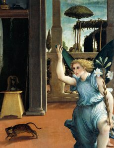 The Recanati Annunciation, cirka 1532, av Lorenzo Lotto (ca 1480-1556), olja på duk av Lorenzo Lotto