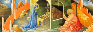 Jesu födelse, avsnitt av Predella, av Lorenzo Monaco (1370-cirka 1425), olja på panel