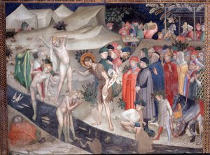 Sankt Johannes Döparen döper neofyterna på Jordanflodens strand Fresco av Lorenzo