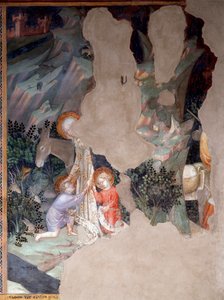 Mötet mellan Maria och Jesus med Johannes Baptist som barn, detalj (fresko av Lorenzo Salimbeni