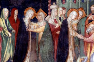 Marias besök hos den heliga Elizabeth, detalj (fresco