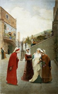 Mötet mellan Dante och Beatrice, 1889 av Lorenzo Valles