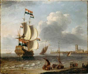 En nederländsk ostindiefarare utanför Hoorn