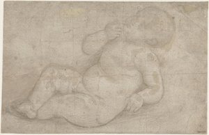 Studera för ett liggande Kristusbarn av Lorenzo di Credi (attributed to)