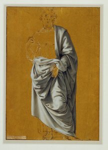 Studie av draperi för figuren av Sankt Bartolomeus ... av Lorenzo di Credi