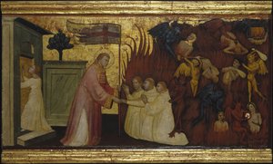 Saint Lawrence befriar själar från skärselden. Scener ur Saint Lawrences liv, predella, ca 1412