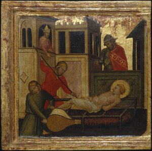 Saint Lawrences martyrskap. Scener ur Saint Lawrences liv, predella, ca 1412