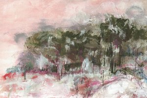 Fridfullt rosa landskap