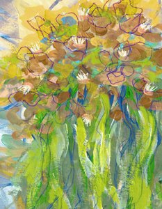 Färgsprakande blommor i trädgården av Lori Ann Folz