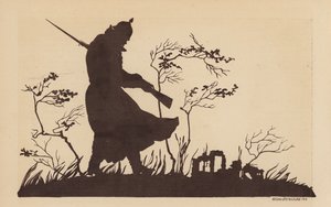Silhuett av en tysk soldat, första världskriget (litho) av Lotte Nicklass