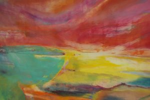 Between Land and Sea, Landscape, 2016, (fotografi, detalj av målningen)