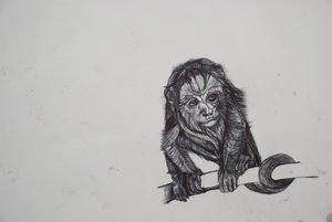 Monkey Business, 2016, (bic biro på papper) av Lou Gibbs