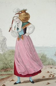 Mejeri i Cherbourg-regionen, ca 1820 (färg litho) av Louis Marie (after) Lante