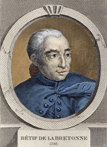 Porträtt av Restif de La Bretonne (1734-1806) - av Binet, gravyr