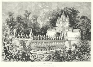 Porten till Angkor, Kambodja (gravyr) av Louis (after) Delaporte