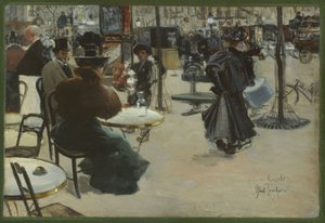 Straßenszene, auch bekannt als Terrasse eines Cafés, ca. 1895