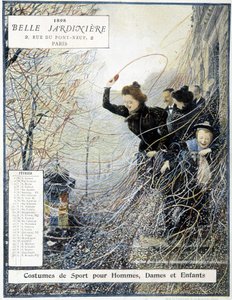 Februari: karnevalen "" Mardi Gras"" - butikskalender "" La Belle Jardinière"" av Louis Anet Sabatier