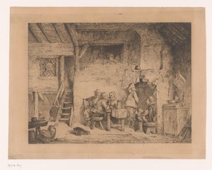 Företag i 1500-talskläder på en pub Le recit au cabaret av Louis Antoine Carolus