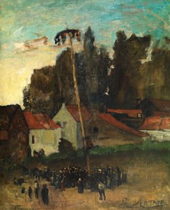 Climbing the Pole (olja på duk) av Louis Artan de Saint-Martin