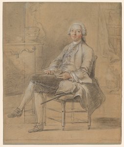 Sittande man som håller en snusdosa, ca. 1750-1760. av Louis Aubert