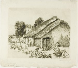 Stuga med fem barn av Louis Auguste Lepère