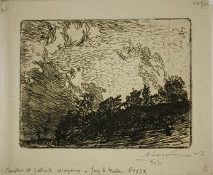 Stormig solnedgång, Jouy-le-Moutier av Louis Auguste Lepère