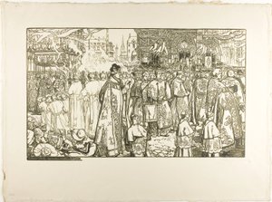 Corpus Christi-processionen, Nantes av Louis Auguste Lepère