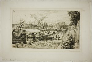 Seine vid mynningen av Canal Saint-Martin av Louis Auguste Lepère