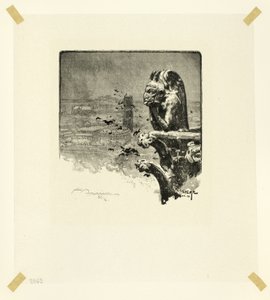 Vampyren i Notre-Dame, plansch nio ur Le Long de la Seine et des Boulevards av Louis Auguste Lepère