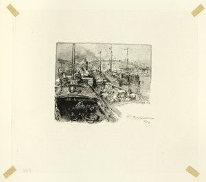 Villette Dock, plansch fem från Le Long de la Seine et des Boulevards av Louis Auguste Lepère