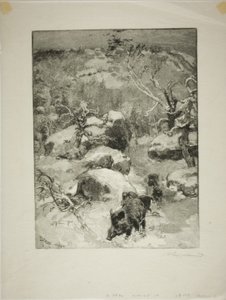 Vinter: klippan Cuvier-Châtillon av Louis Auguste Lepère