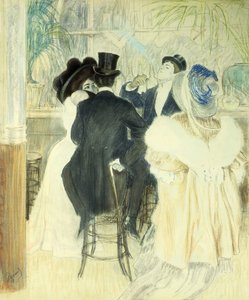 Figurer på ett kafé (pastell på papper) av Louis Auguste Mathieu Legrand