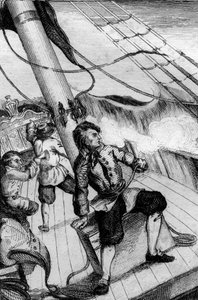 Varje minut förväntade jag mig att bli uppslukad av gravyr efter M. de Sainsons teckning för Daniel Defoes bok (De foe) "" Robinson Crusoe"" franska upplagan från 1837.