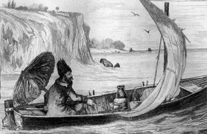 Jag drevs av den nuvarande gravyren efter M. de Sainsons teckning för Daniel Defoes bok (De foe) "Robinson Crusoe"" fransk upplaga från 1837.