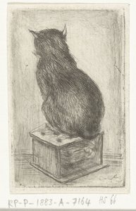 Katt som sitter på en spis av Louis Bernard Coclers