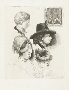 Studieblad med porträtt av Louis Bernard Coclers och hans familj av Louis Bernard Coclers
