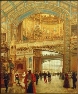 Den centrala kupolen i maskinhallen vid världsutställningen 1889.