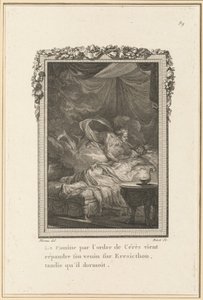 Hungersnöd på order av Ceres kommer att sprida sitt gift på Eresicthon, medan han sov av Louis Binet after Jean Michel Moreau
