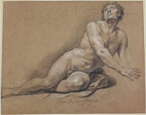Liggande manlig nakenbild av Louis Boullongne the younger