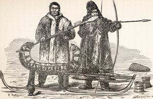 Infödda buryater från republiken Buryat, Ryssland, från Från Paris till Pekin över Siberian Snows av Victor Meignan, graverad av Smeeton-Tilly (Burne Smeeton (fl.1840-60) och Auguste Tilly (d.1898)), publ. av Louis Breton