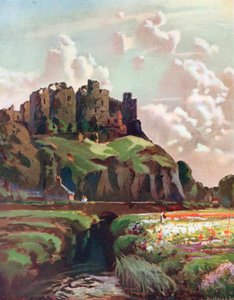 Harlech Castle, Merionethshire (färglitografi) av Louis Burleigh-Bruhl