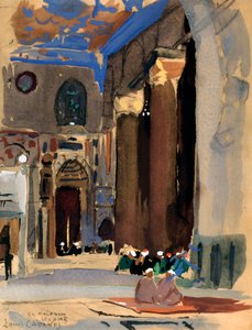 Interiör av Sultan Kalaoun-moskén, Kairo, Egypten, 1928