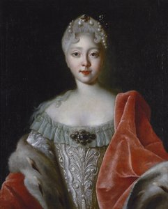 Elisabeth Ire (imperatrice de Russie) - Porträtt av storhertiginnan Elisabeth Petrovna (1709-1761) par Caravaque, Louis (1684-1754). Olja på duk, storlek: 78x63, slutet av 1720-talet, State Hermitage, St. Petersburg