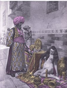 Osbech and the captives, illustration från Decameron of Boccaccio publicerad av Navarre Society 1930-talet (litho)