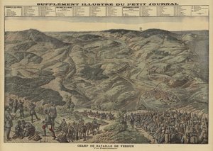 Panoramautsikt över slagfältet i Verdun, Frankrike, första världskriget