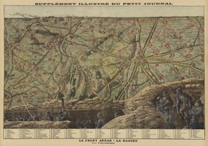 Panoramavy över sektorn av västfronten mellan Arras och La Bassee, Frankrike, första världskriget av Louis Charles (after) Bombled